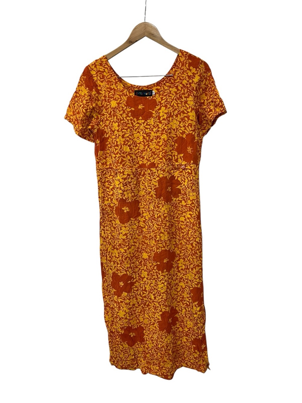 Vintage Jams World Long Orange Rust Short Sleeve Hawaiian Dress M
